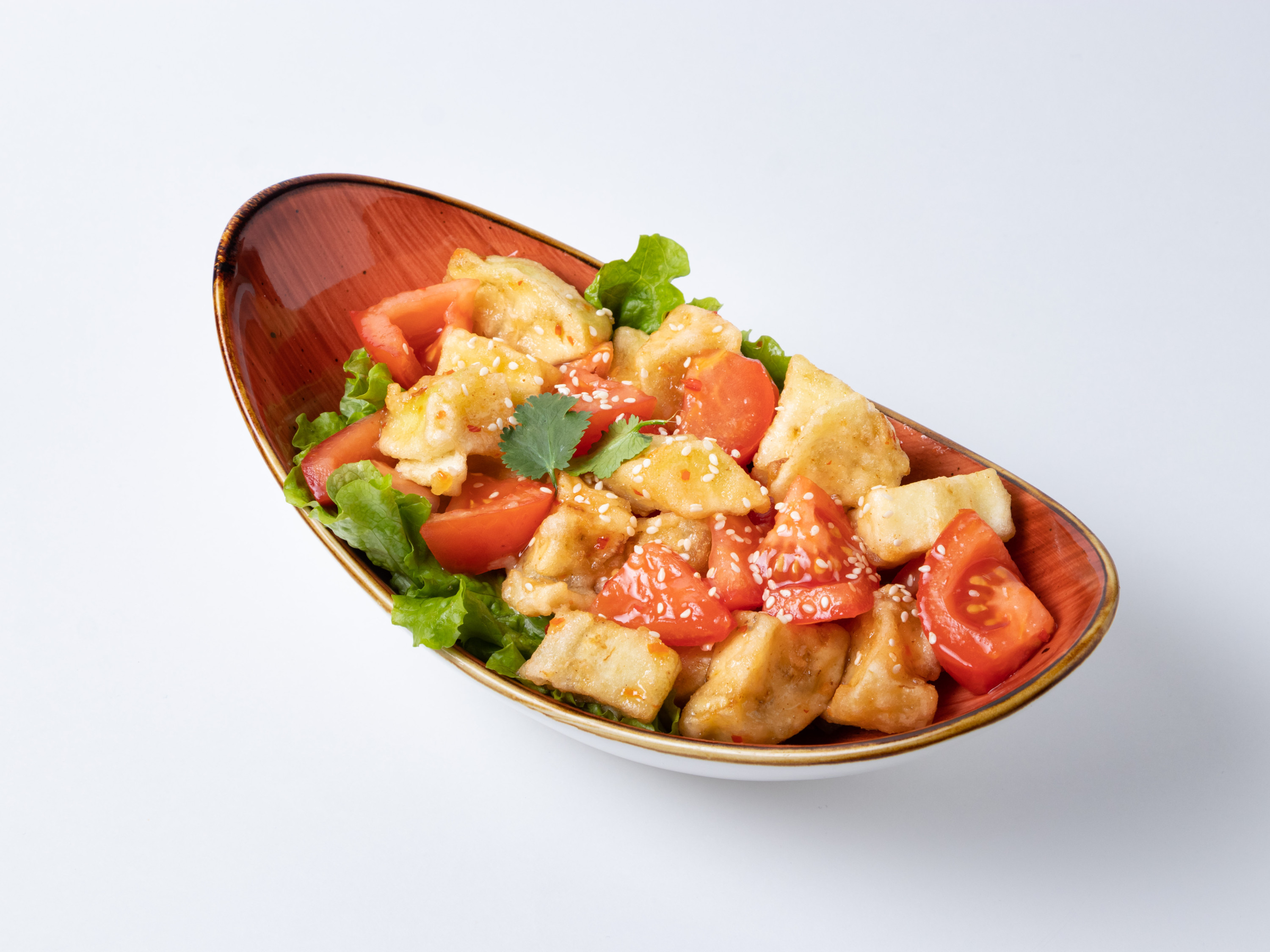 Теплый салат с баклажаном